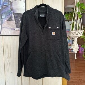 Men’s Carhartt Dark Heather Gray Pullover Quarter-Snap Sweatshirt medium